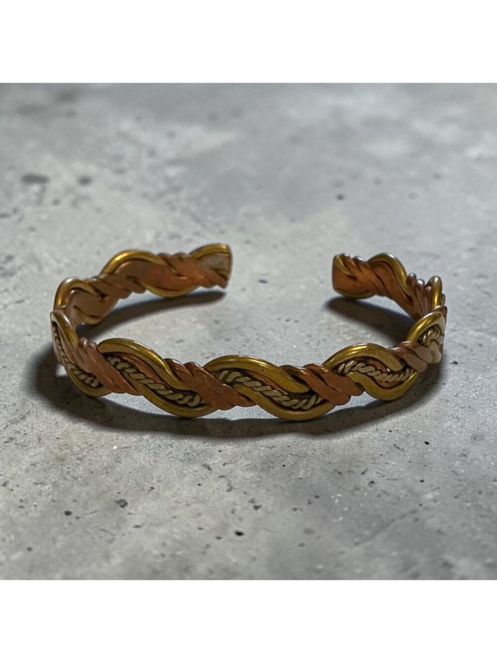 Vintage Woven Copper & Brass Bracelet Cuff - Braided Western Design Jewelry
